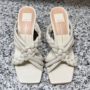Dolce Vita Black Braided Ivory leather embossed sandals size 8.5